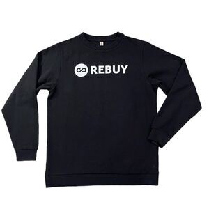 NWOT Known Supply black sweatshirt with Infinity sign & Rebuy message sz small